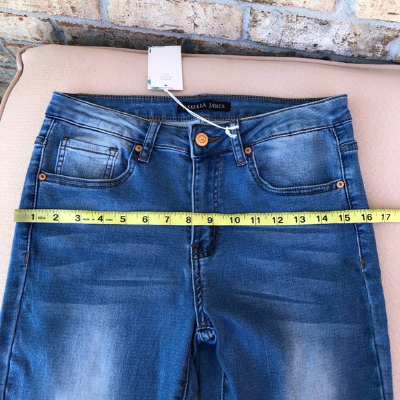 AMELIA JAMES Jackson Cotton Blend Mid Rise Blue Wash  Skinny Jeans XL - Picture 11 of 16